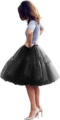 #ad Women#x27;s Midi Tulle Tutu Skirt Fluffy Princess Five Layers A Line Prom Underskirt