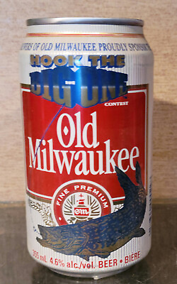 #ad 1996 HOOK THE BIG 1 OLD MILWAUKEE STAY TAB BEER CAN STROHS DETROIT EMPTY FISHING