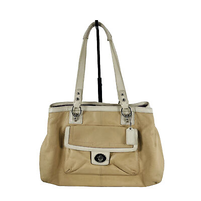 #ad Coach Penelope Pebbled Leather Tan Carryall Handbag Shoulder Bag Purse F19044