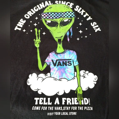 #ad T Shirt Vans Hippie Alien Extraterrestrial Graphic Tee Classic Fit Size Medium
