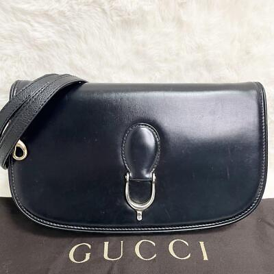 #ad VINTAGE OLD Gucci Black Leather Shoulder Bag AM148