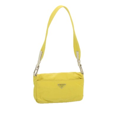 #ad PRADA Shoulder Bag Nylon Yellow Auth 68364