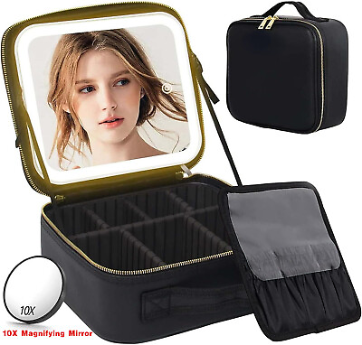 #ad Travel Cosmetic Makeup Bag Pouch Case Organizer Portable with LED Lighted Mirror