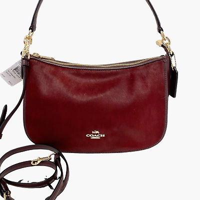 COACH CHELSEA CROSSBODY in HAIRCALF SMOOTH LEATHER BURGUNDY 38337 NEW $395 $266.00