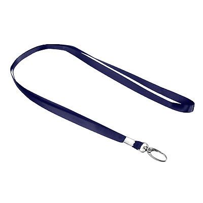#ad 20Pcs Polyester Flat Strap Neck Lanyards with Clip Swivel Hook Navy Blue
