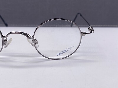 #ad Enjoy Eyeglasses Frames woman men Round Small lens Silver Metal E 5714 M