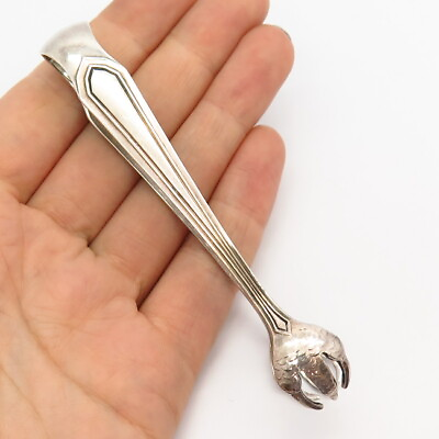 #ad 925 Sterling Silver Vintage Claw Design Sugar Tongs