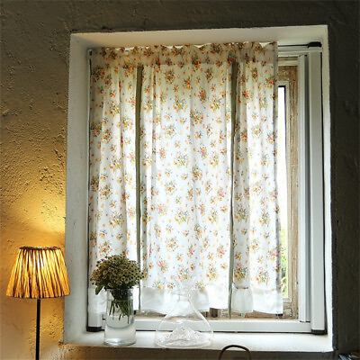 #ad Print Flower Short Curtain Tie Up Window Drape One Panel Living Room Bedroom