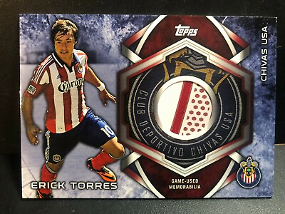 #ad ERICK TORRES 2014 Topps MLS Kits Game Used LOGO PATCH Soccer Card CHIVAS USA L25