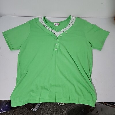 #ad American Sweetheart Shirt Womens Medium Green Short Sleeve Pullover Casual