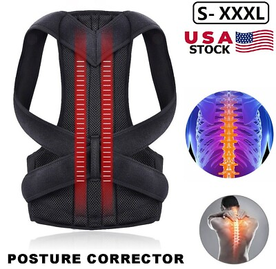 #ad Adjustable Posture Corrector Low Back Support Shoulder Brace Belt for Men Women