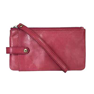 #ad HOBO King Pink Leather Zip Phone Holder Wallet Wristlet