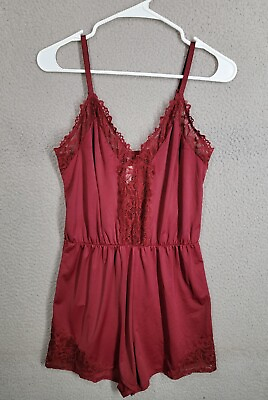 #ad Auden lingerie Womens Sexy Intimates Bodysuit Lace Burgundy Red Romper Small
