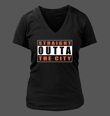#ad Straight Outta The City Women#x27;s V Neck T Shirt San Francisco Giants Pence SF