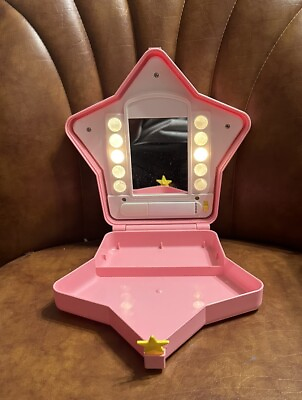 #ad Vintage 1988 BARBIE light up Mirror Star Vanity Makeup Case Mattel