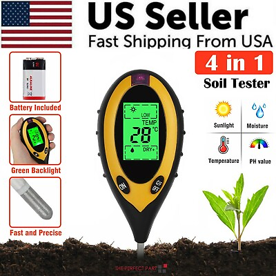 #ad 4 In 1 LCD Digital Soil Tester PH Water Moisture Temperature Sunlight Plant Test