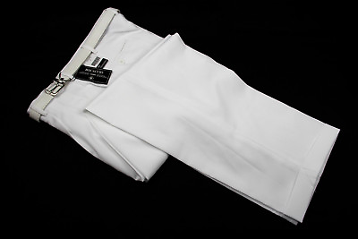 #ad Mens Trousers White Dress Pants Pleated Slacks W White Belt New Sizes 30 to 42