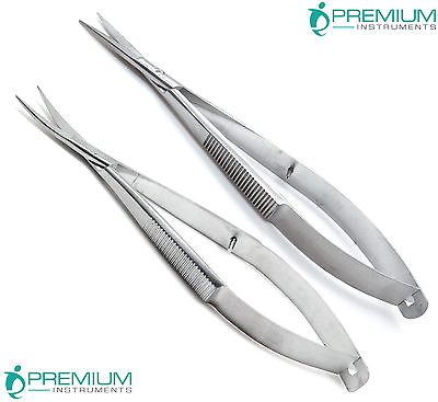 #ad 2 Pcs Castroviejo Curved and Sraight Scissors Sharp Sharp 4.5quot; Micro Surgery Set