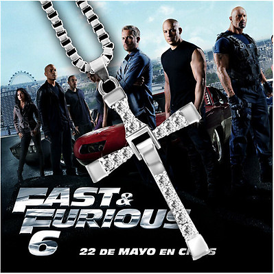 #ad Fast and Furious Movie Dominic Toretto#x27;s Cross CZ Necklace Pendant Chain