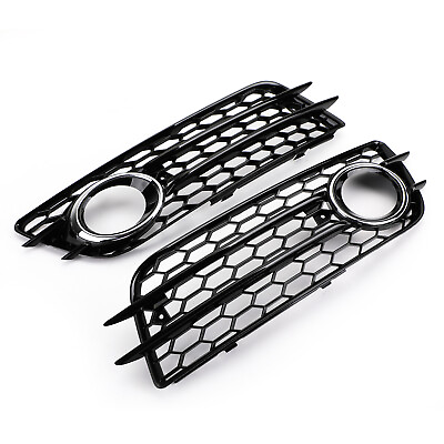 #ad Fog Light Cover Grille Honeycomb Grill For Audi A4 S4 B8 S Line 2008 2012