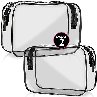 #ad 2 Pack Clear Travel Carry On Toiletry Bags for Travel Essentials Cosmetics