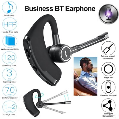 #ad Bluetooth Headset Wireless Earpiece Driving Business Hands Free Stereo Earphones