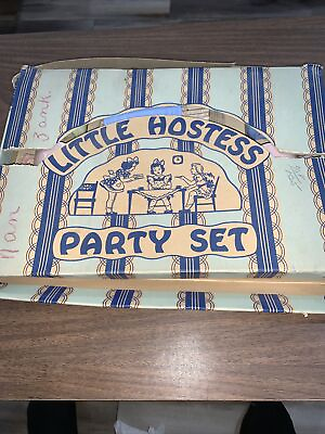 #ad Vintage Childs Little Hostess 14 Piece Party Set Pastel READ