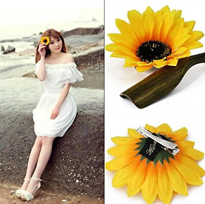 #ad 6pcs Beautiful Sunflower Hair Alligator Clips Hair Clamp Hair Styling Accessorie