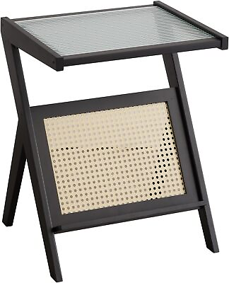 #ad Black End Table Bamboo Wood Side Tables for Living Large Black bamboo