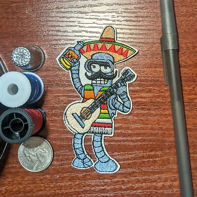 #ad Bender Rodriguez Patch Mexico Tequila Drinks Futurama Cartoon Embroidered 4x2.25