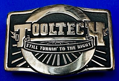 #ad ToolTech Still Turning to the right Vintage Anacortes Solid Brass Belt Buckle