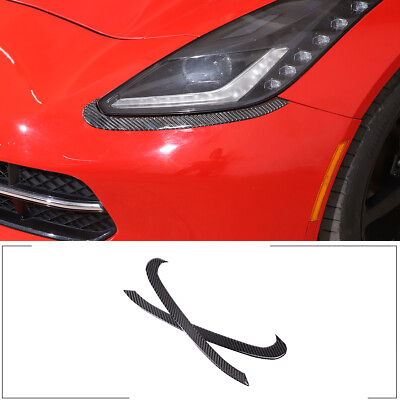 #ad 2*Front Headlight Eyelid Eyebrow Cover Trim Sticker For Chevy Corvette 14 19 C7