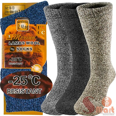 #ad 3 Pairs Winter Merino Lambs Wool Heavy Duty Thermal Boots Socks For Mens 10 13
