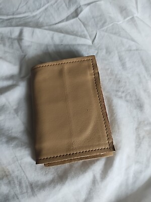 #ad Tan Vintage Leather Trifold Wallet