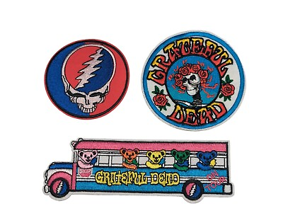 #ad Grateful Dead Patch Set of Three iron on patches Embroidered