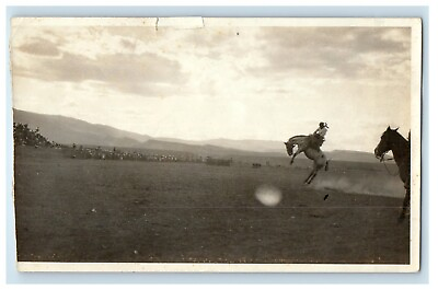 #ad 1921 Glendive Montana MT Cody Stampede Photo Rodeo Cowboy Horse Letter