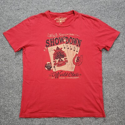 #ad Lucky Brand Mens Tshirt High Noon Showdown Poker Tournament Casual Red Sz Large