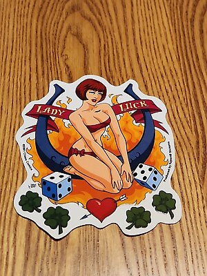 #ad Chaos Comics Lady Luck Horseshoe Pinup Girl dice Sticker Die Cut Window Decal