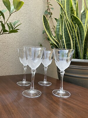 #ad Set Of 4 d’Arques Durand Crystal Wine Glasses