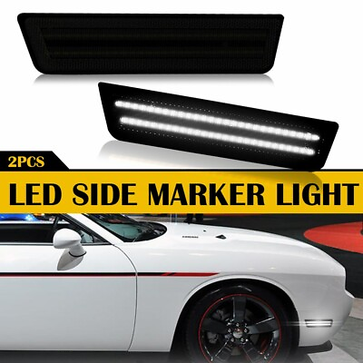 #ad For 08 14 Challenger Dodge Side LED Marker Light Signal Front Fender Lamp White