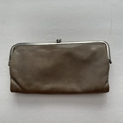 HOBO Lauren Leather Clutch Wallet Double Framed Light Brown