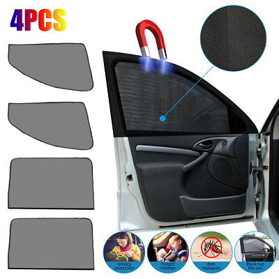 #ad 4Pcs Magnetic Car Window Sun Shade Cover Mesh Shield UV Protection Accessories