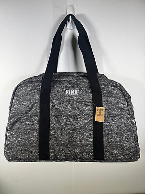 #ad PINK Victoria Secret Gym Bag Medium Tote Zip Gray New