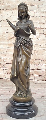 #ad Roman Goddess Prosperity Lady Luck Fortuna 100% Real Bronze Statue Sculpture Art