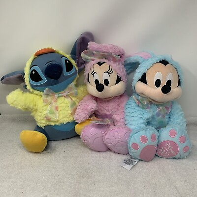 #ad Disney Store Mickey Minnie Mouse Bunny Plush Easter 2022 New Bundle Lot Stitch