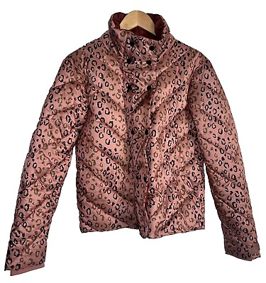 #ad Scotch amp; Soda Women#x27;s Pink Quilted Cheetah Print Jacket Size Small