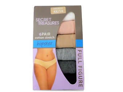 #ad New Womans Secret Treasures 6 Pair Cotton Stretch Hipster Panties 14 4X