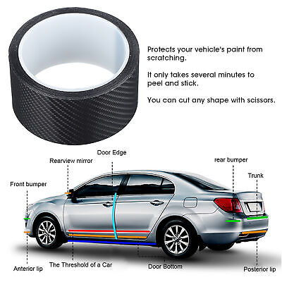 #ad New 5cm x 3meters Black Carbon Fiber Protective Film Car Door Edge Guard Anti sc