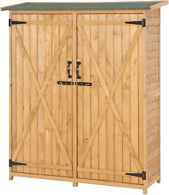 #ad Outdoor Wooden Garden Storage Shed Extra Large Outside Tool Cabinet w 2 Latches