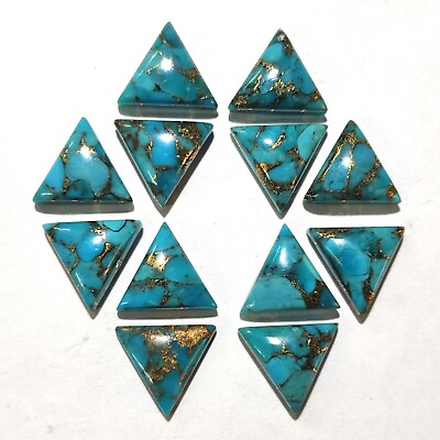 #ad Natural Blue Copper Turquoise Loose Gemstone Triangle Cabochon From Arizona